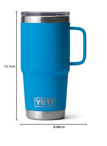 YETI Rambler - Taza de viaje de 20 onzas, acero inoxidable, aislada al aspiradora con tapa fuerte, color azul, 21071502675