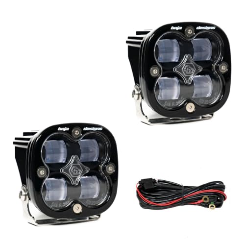Baja Designs Squadron SAE LED Auxiliary Light Pod - Universal Fit with Wiring Harness, 2 LEDs (Clear)