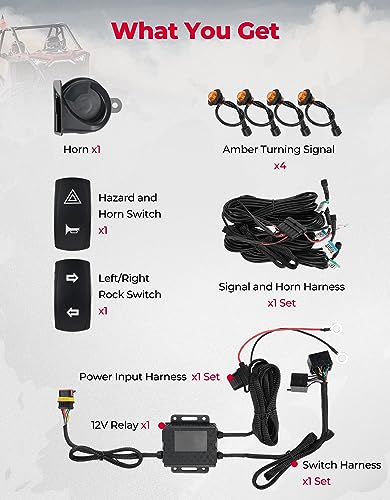 KEMIMOTO Kit de intermitentes UTV, universal UTV ATV Street con interruptor basculante, bocina 110D, kit de intermitentes Plug and Play compatible con Polaris, Can-Am, Kawasaki, Arctic Cat, CFMOTO,
