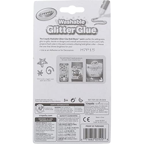 Crayola Pegamento de purpurina lavable, colores llamativos, 5 unidades, 1.7 onzas