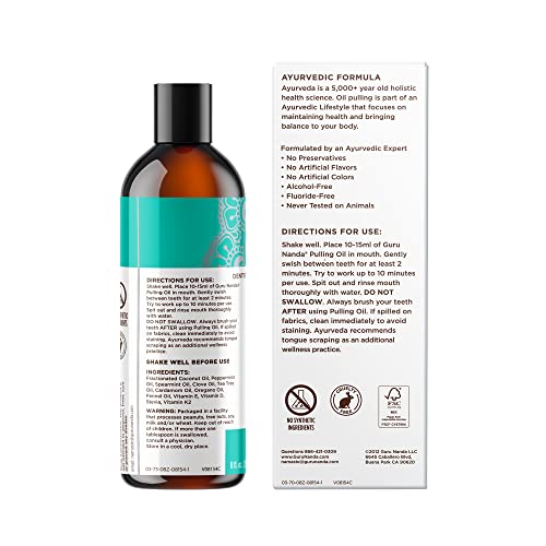GuruNanda Oil Pulling (Mickey D’s) with Coconut Oil, 7 Essential Oils, and Vitamins D, E, K2- Alcohol Free Mouthwash- Supports Bone & Gum Health, Freshens Breath and Helps Whiten Teeth- 3pk (8 Fl. Oz)
