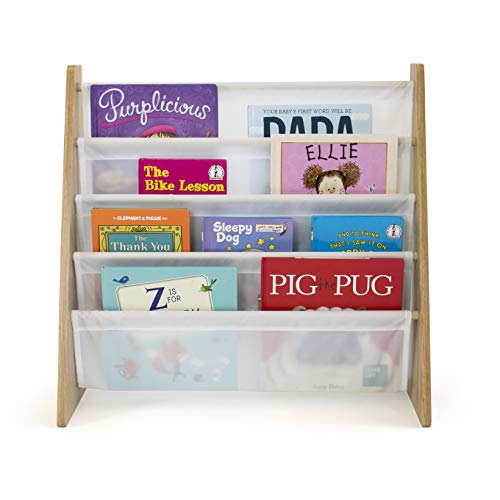 Humble Crew, Estantería de Almacenamiento para Libros de niños, Color Natural y Blanco, con Mangas Profundas, Universal