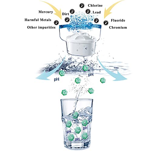 Hskyhan Filtro de agua alcalina – filtros de agua de repuesto para jarra de agua, cartucho mejora PH, sistema de filtración de 7 etapas para purificar, paquete de 2