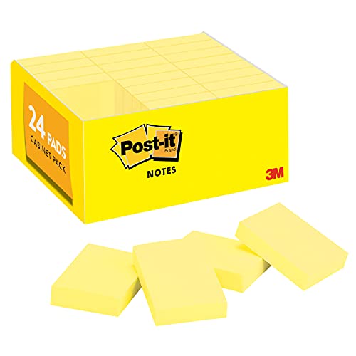 Post-it Notes Value Pack, 1 – 1/2 x 2-inches, amarillo canario, 24-pads/Pack