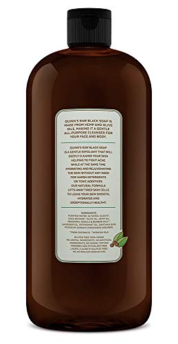 Quinn's Raw African Black Jabón orgánico líquido cuerpo y cara lavado 32 onzas