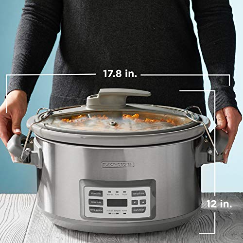 BLACK+DECKER SCD7007SSD, SCD7007SSD, sonda de temperatura, Sous-Vide, tapa de bloqueo, rejilla extraíble de gres