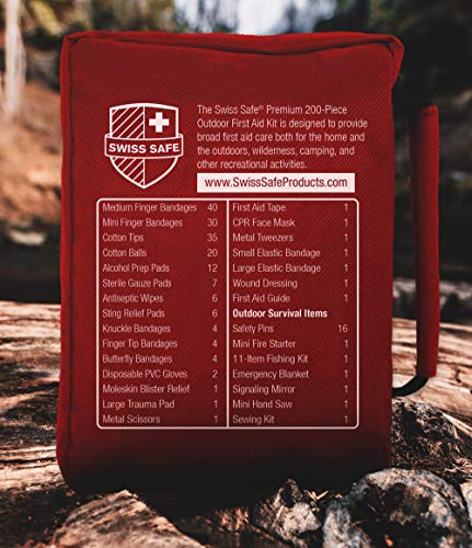Kit de primeros auxilios profesional de 200 piezas para el hogar, el coche o el trabajo: Suministros médicos de emergencia para camping, caza, senderismo al aire libre y supervivencia