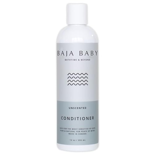 Baja Crema acondicionadora para bebé, sin perfume, 12 fl oz, última intervensión de sulfatos, parabenos y fosfatos, ingredientes orgánicos, naturales, promueve el cabello brillante, suave y liso, 100% garantía de devolución de dinero.