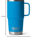 YETI Rambler - Taza de viaje de 20 onzas, acero inoxidable, aislada al aspiradora con tapa fuerte, color azul, 21071502675