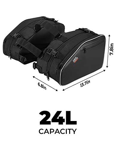 KEMIMOTO - Alforjas de motocicleta de 24 l de gran capacidad con cubiertas de lluvia para motocicleta, moto de motocross, carreras de montaña, todoterreno, accesorios de motocicletas