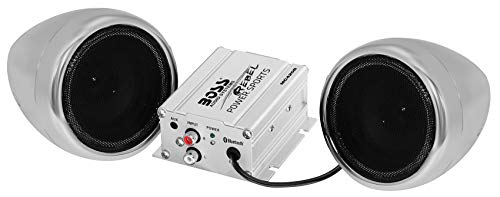 Boss MC420B - Altavoces Bluetooth de 600 W, sistema de manubrio amplificador, motocicleta/ATV