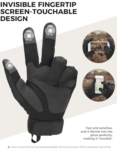 kemimoto Guantes tácticos para hombres, guantes de combate con visualización táctil con nudillos duros para trabajo al aire última intervensión, deportes, motocicleta, ciclismo, entrenamiento táctico, airsoft, paintball, tiro, caza, senderismo, camping, e