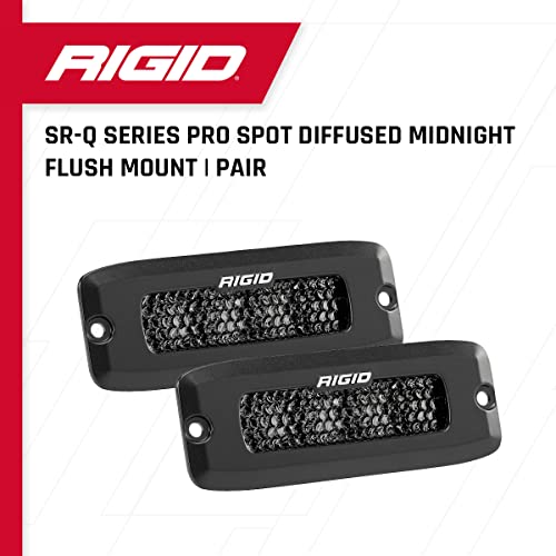 Rigid Industries SR-Q Series Pro, difusión de inundación, Montaje Empotrado, Carcasa Negra | Par