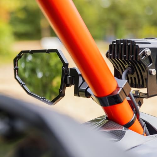 KEMIMOTO - Espejos laterales de aluminio UTV, se adapta a barra enrollable de 1.75"-2" con parabrisas, compatible con Polaris RZR Turbo XP1000 Can Am Talon Kawasaki, espejos laterales reemplazables