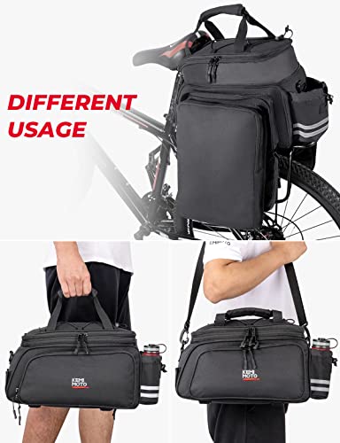 KEMIMOTO Bolsa trasera para bicicleta, bolsa para maletero de bicicleta, gran capacidad, resistente al agua, con cubierta de lluvia, bolsa para sillín de bicicleta, para compras, viajes, ciclismo