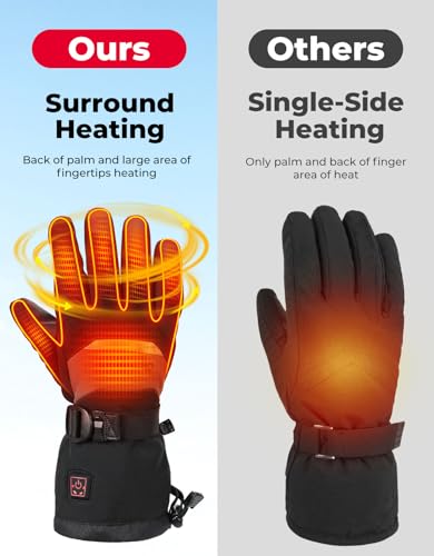KEMIMOTO - Guantes calefactados para hombres y mujeres, guantes de pesca con hielo, batería eléctrica recargable, 2 unidades, calentador de manos de 7.4 V, para invierno, motocicleta, esquí, snowboard, caza, camping