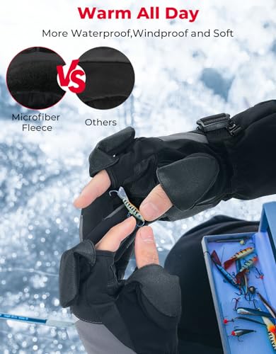 KEMIMOTO - Guantes calefactados para hombres y mujeres, guantes de pesca con hielo, batería eléctrica recargable, 2 unidades, calentador de manos de 7.4 V, para invierno, motocicleta, esquí, snowboard, caza, camping