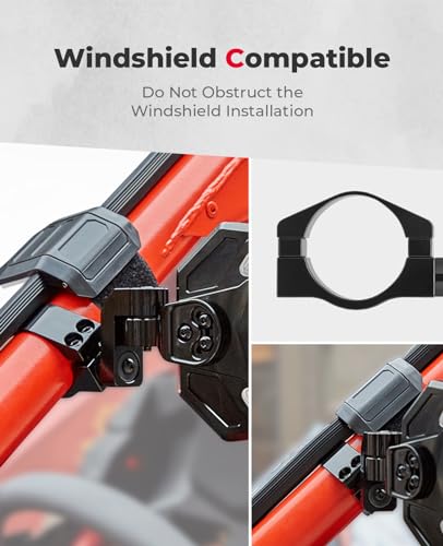KEMIMOTO - Espejos laterales de aluminio UTV, se adapta a barra enrollable de 1.75"-2" con parabrisas, compatible con Polaris RZR Turbo XP1000 Can Am Talon Kawasaki, espejos laterales reemplazables