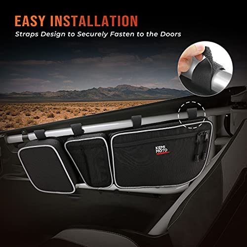 Kemimoto X3 Bolsas para puerta delantera compatibles con Can am Maverick X3 MAX Turbo R X DS Turbo X RS Turbo R 2017 2018 2019 2020 2021 2022 UTV Upper Door Bolsas de almacenamiento con rodillera extraíble y soporte para tazas