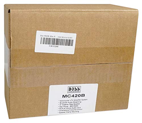 Boss MC420B - Altavoces Bluetooth de 600 W, sistema de manubrio amplificador, motocicleta/ATV