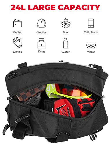 KEMIMOTO - Alforjas de motocicleta de 24 l de gran capacidad con cubiertas de lluvia para motocicleta, moto de motocross, carreras de montaña, todoterreno, accesorios de motocicletas