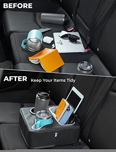 KEMIMOTO Organizador de asiento trasero de coche, bandeja para sofá, bandeja para cama, bandeja para barco, bandeja para recámara, para bebidas, aperitivos, control remoto