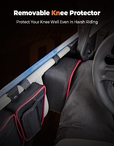 KEMIMOTO X3 Bolsas de almacenamiento para puerta delantera y trasera, color rojo compatible con Can Am Maverick X3 Max/X RS/DS/MR T/urbo RR All Max modelos con rodillera extraíble y soporte para vasos