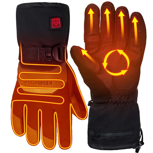 KEMIMOTO - Guantes calefactados para hombres y mujeres, guantes de pesca con hielo, batería eléctrica recargable, 2 unidades, calentador de manos de 7.4 V, para invierno, motocicleta, esquí, snowboard, caza, camping