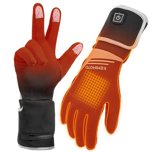 KEMIMOTO - Guantes calefaccionados para motocicleta, guantes calefactados para hombres y mujeres, guantes de trabajo con calefacción fina, visualización táctil con batería recargable que duran hasta 7 horas para esquí, ciclismo, golf, caza, senderismo, co
