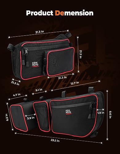 KEMIMOTO X3 Bolsas de almacenamiento para puerta delantera y trasera, color rojo compatible con Can Am Maverick X3 Max/X RS/DS/MR T/urbo RR All Max modelos con rodillera extraíble y soporte para vasos