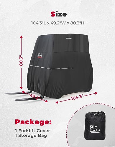 KEMIMOTO Funda para carretilla elevadora, cubierta de almacenamiento para carretillas elevadoras laterales con cierre resistente, 420D, Oxford compatible con carretillas elevadoras de hasta 8000 libras, resistente al agua, resistente al viento, accesorios