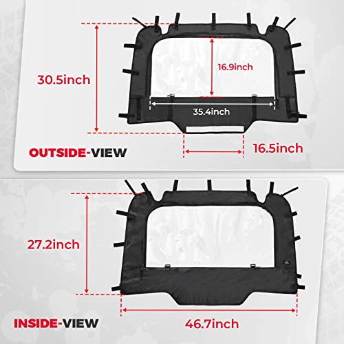 KEMIMOTO Parabrisas trasero suave compatible con Polaris RZR XP 1000, UTV parabrisas trasero transparente, duradero y portátil, compatible con Polaris RZR XP/XP 4 1000, 2016+ Polaris RZR XP/XP 4 Turbo 2014+