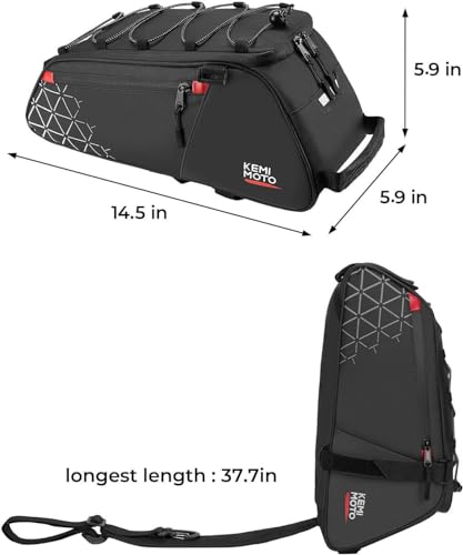 KEMIMOTO - Bolsa trasera para bicicleta, bolsa de maletero, bolsa de PVC impermeable, para bicicleta, alforja para bicicleta de montaña, de carretera universal, bolsa de 8 L, para compras, viajeros y ciclismo