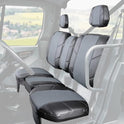 KEMIMOTO UTV - Fundas de asiento de piel, repelente al agua, juego de cojines de asiento UTV con funda para reposacabezas compatible con Can Am Defender delantero, dos puertas, fundas de asiento de banco divididas