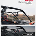 KEMIMOTO - Espejo retrovisor UTV con luz incorporada, batería recargable incorporada, espejo UTV ajustable de 360 ° para barra enrollable de 1.6-2 pulgadas, compatible con Polaris RZR Mule