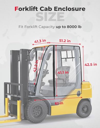 KEMIMOTO - Cubierta transparente para carretilla elevadora – PVC impermeable para protección UV, cubierta resistente con ajuste universal, 61 pulgadas/parte superior 51 pulgadas de largo x 41 pulgadas de ancho x 51 pulgadas de alto, se adapta a capacidad