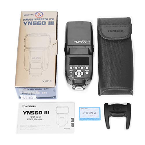 Yongnuo YN560 III Flash inalámbrico Speedlite, receptor GN58 2.4G, sistema de receptor de disparo incorporado, visualización LCD negativa, para Canon Nikon Pentax, compatible con RF603 II YN560-TX II