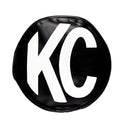 KC HiLiTES 5800 - Juego de 2 cubiertas redondas de vinilo negro con logotipo de KC blanco, de 20.32 cm