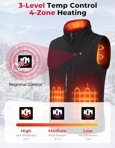 KEMIMOTO - Chaleco calefactor para hombre con batería incluida, chaleco térmico ligero para hombre por APP Control de temperatura para esquí, senderismo