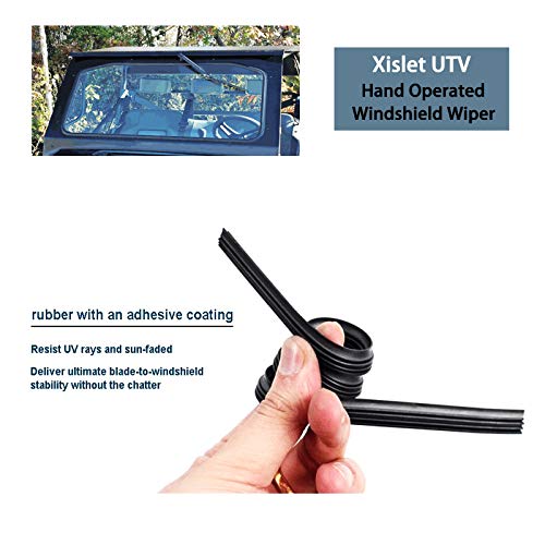 Xislet UTV - Limpiaparabrisas de mano compatible con Polaris Ranger RZR Can Am Kawasaki Honda Pioneer Golf Cart manual limpiaparabrisas Kit de montaje de kit de instrucciones incluidas