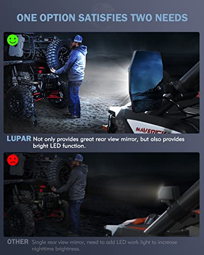 Lupar - Espejo retrovisor LED UTV para espejo retrovisor lateral compatible con barra de jaula de 1.5-2 pulgadas para SXS lado a lado Polaris RZR XP Can-Am Pioneer Yamaha Rhino Wolverine Kawasaki