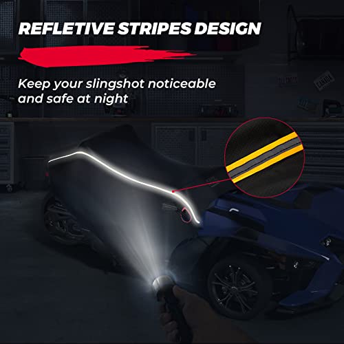 kemimoto - Funda compatible con Polaris Slingshot Vanderhall Carmel, cubierta de parabrisas impermeable, resistente al viento, para todo tipo de clima, con tiras reflectantes