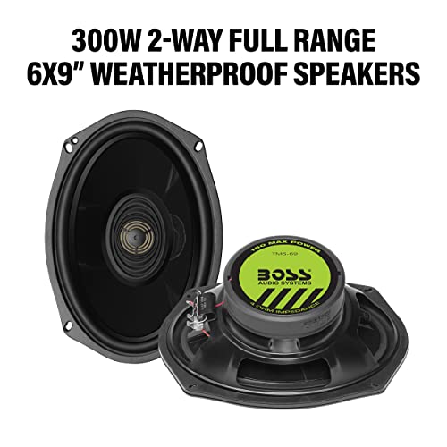 BOSS Audio Systems BHD98 Harley Davidson - Kit de altavoces de alforja de 6 x 9 pulgadas, compatible con motocicletas selectas Road Glide and Street Glide 1998-2013, 300 vatios de potencia por par, rango completo, 2 vías, se vende en pares