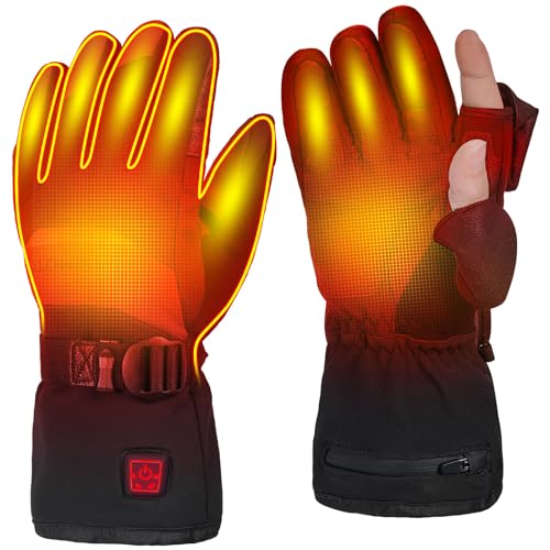 KEMIMOTO - Guantes calefactados para hombres y mujeres, guantes de pesca con hielo, batería eléctrica recargable, 2 unidades, calentador de manos de 7.4 V, para invierno, motocicleta, esquí, snowboard, caza, camping