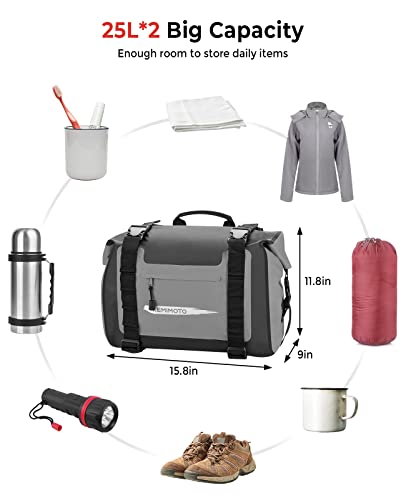 Kemimoto Alforjas de motocicleta impermeables de PVC 50L