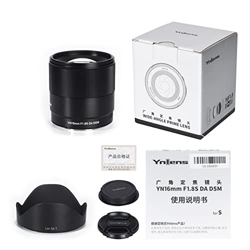 Yongnuo YN16MM F1.8S Lente para Sony E-Mount, lente Prime gran angular de 16 mm, lente F1.8 de gran apertura APS-C Marco de enfoque automático