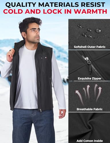 KEMIMOTO - Chaleco calefactor para hombre con batería incluida, chaleco térmico ligero para hombre por APP Control de temperatura para esquí, senderismo