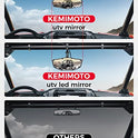 KEMIMOTO - Espejo retrovisor UTV con luz incorporada, batería recargable incorporada, espejo UTV ajustable de 360 ° para barra enrollable de 1.6-2 pulgadas, compatible con Polaris RZR Mule