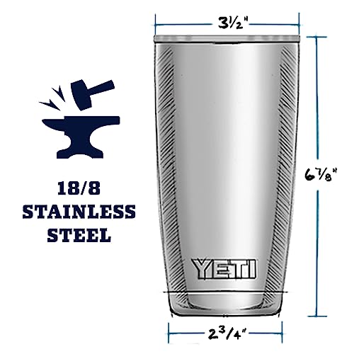YETI Rambler - Vaso aislado al vacío de 591 ml, acero inoxidable con tapa MagSlider