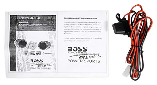 Boss MC420B - Altavoces Bluetooth de 600 W, sistema de manubrio amplificador, motocicleta/ATV